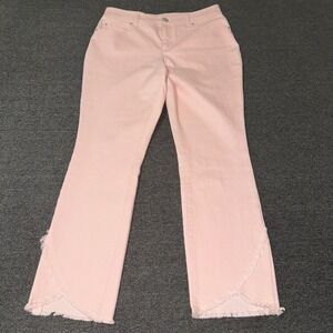 INC International Concepts Pink Skinny Leg Tulip Hem Frayed Jeans Womens 6 Boho